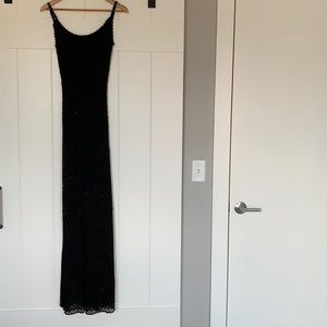 Carmen Marc Valvo crochet beaded gown